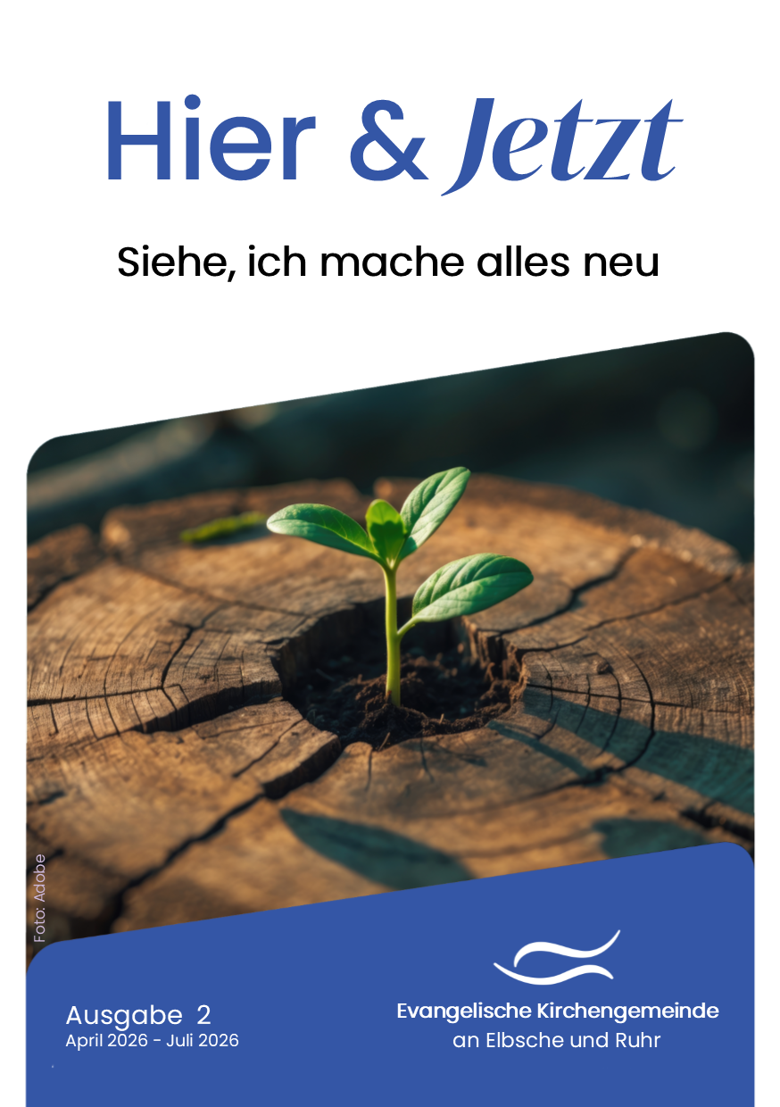 Die Titelseite des aktuellen Gemeindebriefs für die Monate April bis Juli 2026. Der Titel lautet "Siehe, ich mache alles neu"