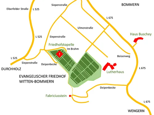 Eine Karte des Bommeraner Friedhofs